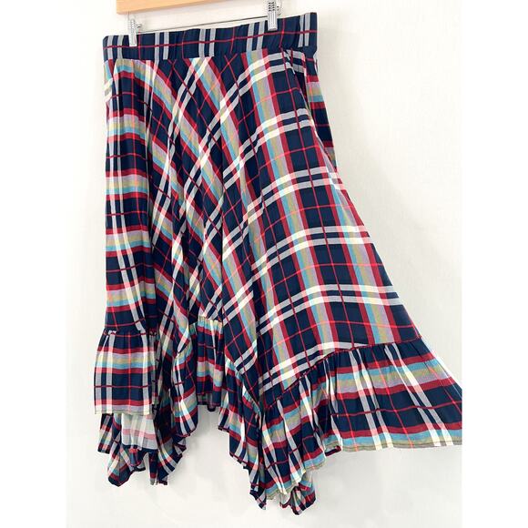 Torrid Plaid Hankerchief Red Plaid Midi Skirt size 1X Academia - Picture 6 of 8